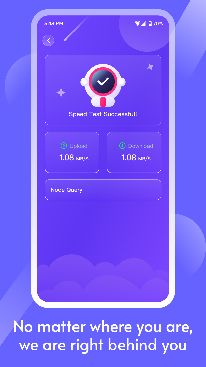 Completed speed test showing upload and download measurements
